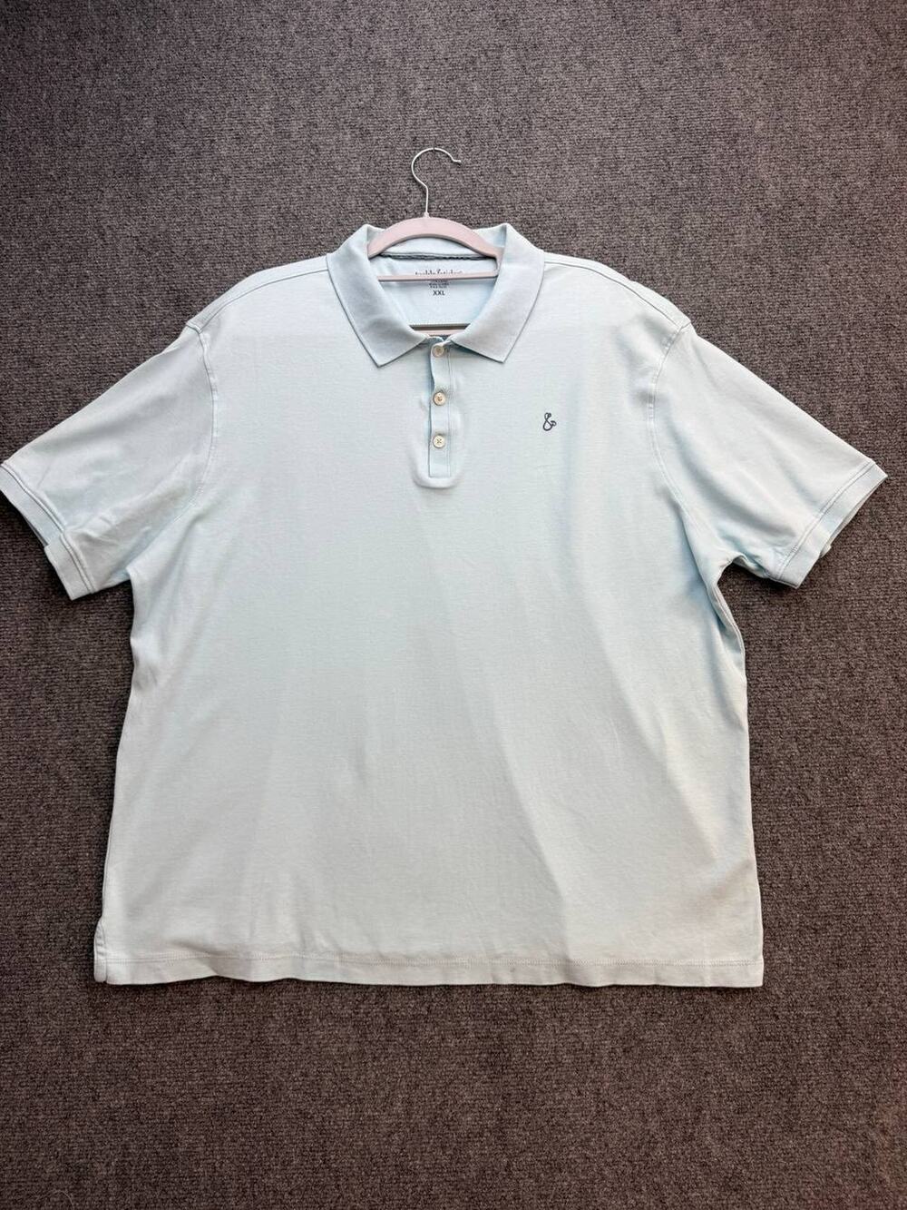 Tackle & Tides Men's Polo Shirt XXL Light Blue 100% Cotton Short Sleeve